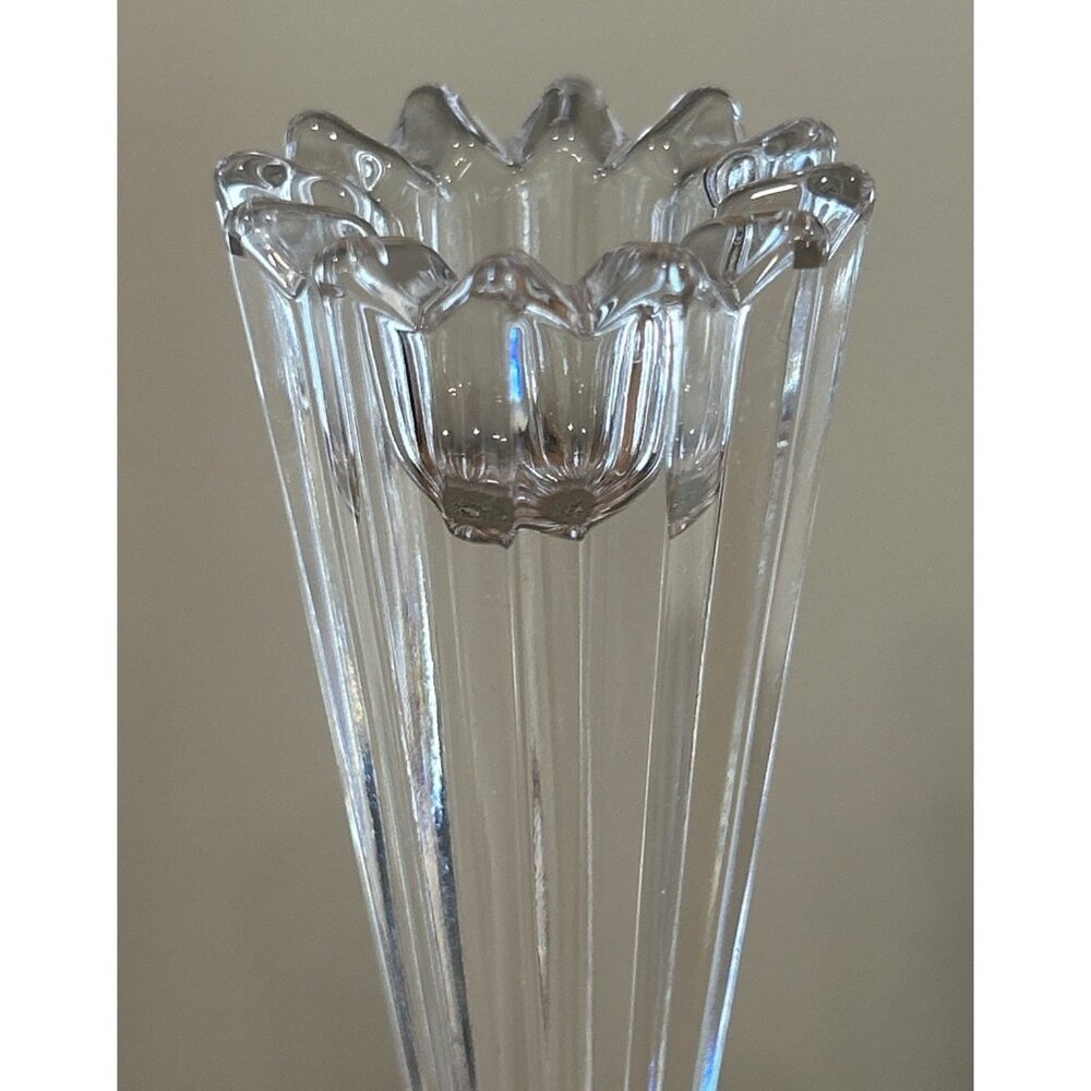 Pair of Mikasa CASCADE Crystal Taper Candle Holders 9" Tall T7255-338 Modern - Picture 3 of 4